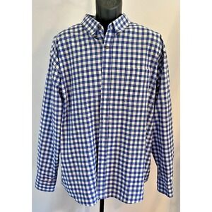 Mens Nob Hill Blue Plaid Long Sleeve Button Up Cotton Blend Shirt XXL